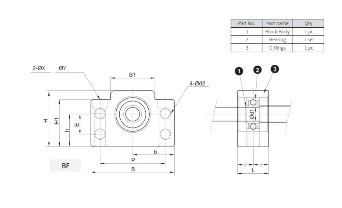 bf ball screw fixed end support diagram