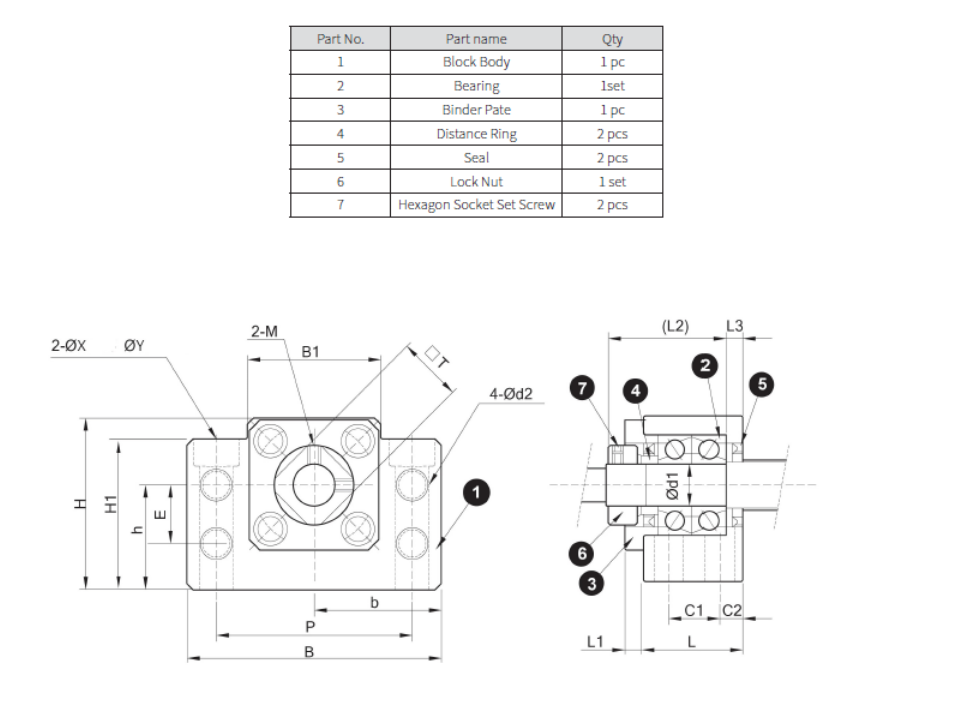 Diagram of BK-Ball Screw Fixed End Support